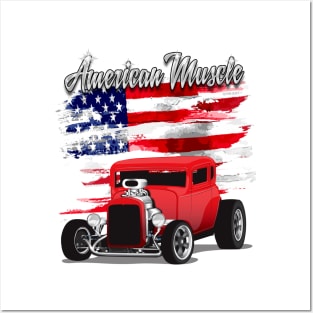 1932 Red Chevy 5 Window Coupe HotRod American Muscle Print Posters and Art